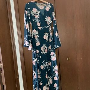 Deep green robe style dress